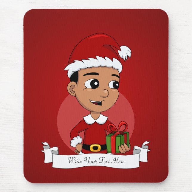 Weihnachtsjunge Cartoon-Mauspad Mousepad (Vorne)
