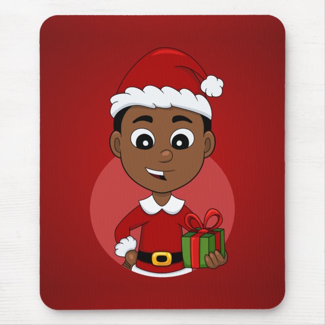 Weihnachtsjunge Cartoon-Mauspad Mousepad (Vorne)