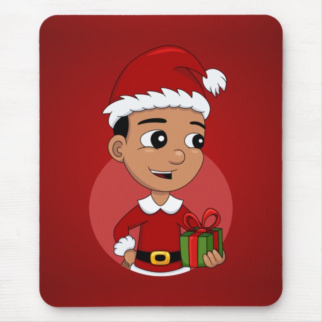 Weihnachtsjunge Cartoon-Mauspad Mousepad (Vorne)