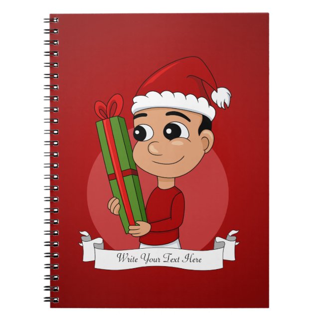 Weihnachtsjunge-Cartoon-Notebook Notizblock (Vorderseite)