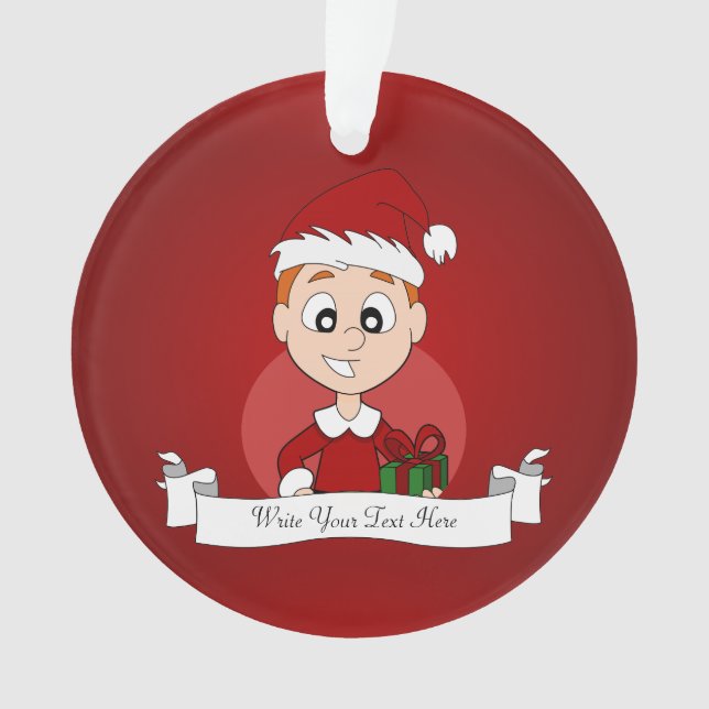 Weihnachtsjunge Cartoon Ornament (Vorderseite)