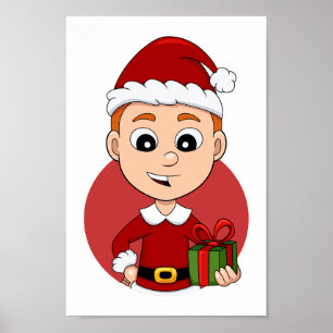 Weihnachtsjunge-Cartoon-Poster Poster