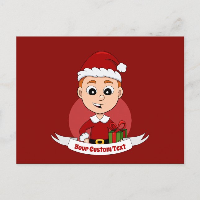 Weihnachtsjunge Cartoon Postkarte (Vorderseite)