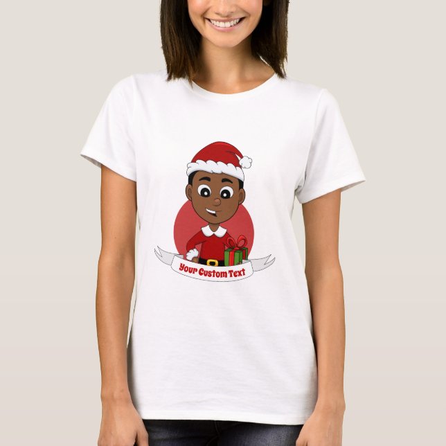 Weihnachtsjunge Cartoon T - Shirt (Vorderseite)