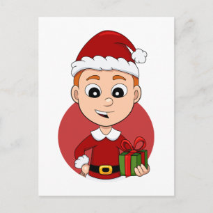 Weihnachtsjunge Cartoon Weihnachtskarte Feiertagspostkarte