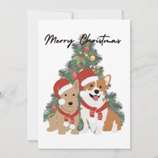 Weihnachtsjunge - Corgi und Terrier - Urlaubskarte Feiertagskarte