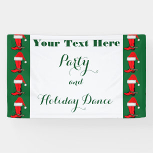 Weihnachtsjunge Cowboy Stiefel und Weihnachtsmannm Banner