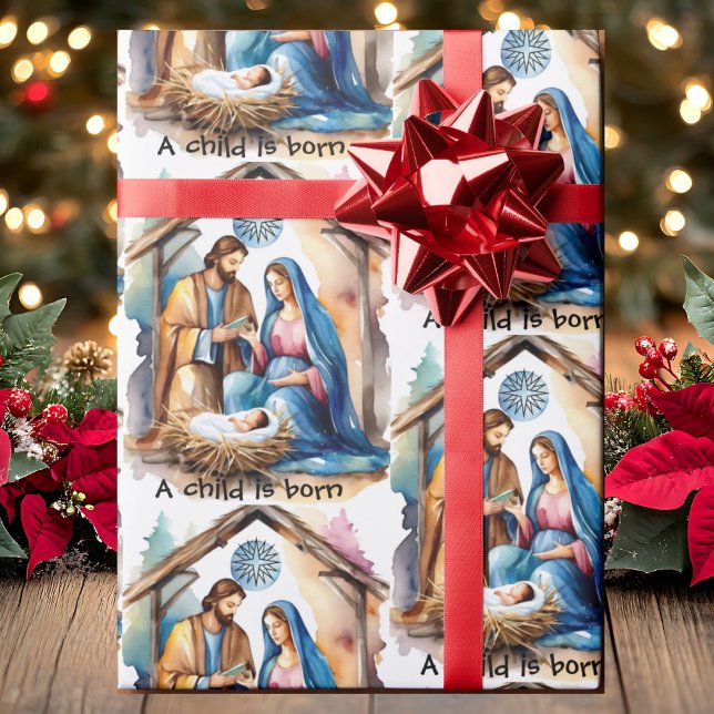 Weihnachtsjunge Jesus, ein Kind ist Geboren Geschenkpapier (Von Creator hochgeladen)