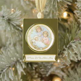 Weihnachtsjunge Jesus mit Engel Pastel Banner-Ornament Gold