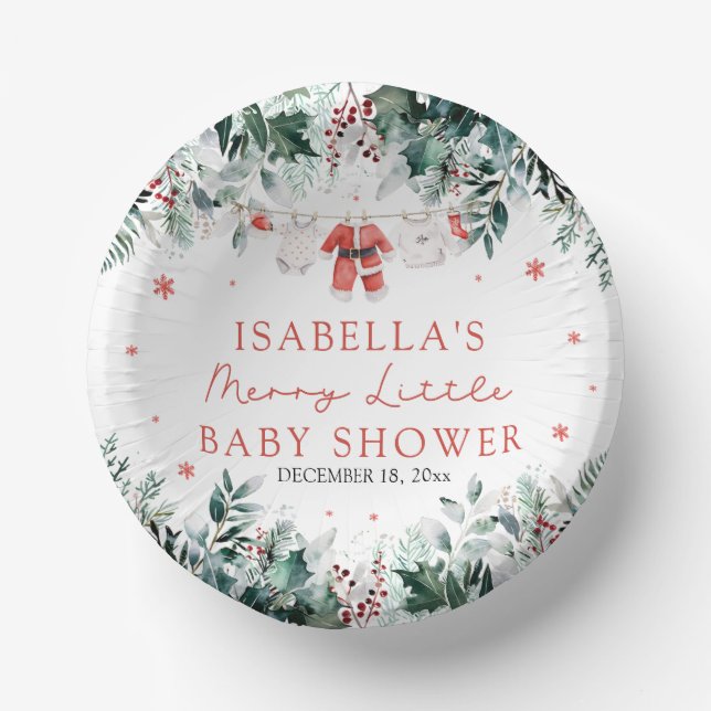 Weihnachtsjunge Kleidung Merry Little Baby Dusche Pappteller (Vorderseite)