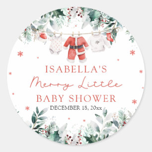 Weihnachtsjunge Kleidung Merry Little Baby Dusche Runder Aufkleber