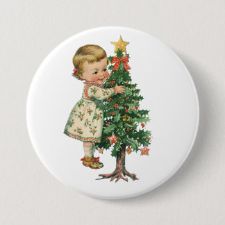Weihnachtsjunge Mädchen Button