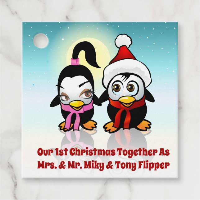 Weihnachtsjunge Penguins Geschenkanhänger (Vorderseite)