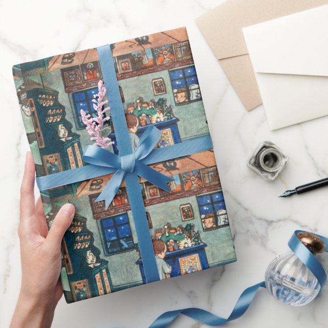 Weihnachtsjunge und Winkel Geschenkpapier (Schenken)