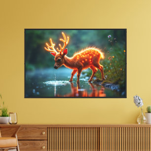 Weihnachtsjunges Hirschbachleuchten Leinwanddruck
