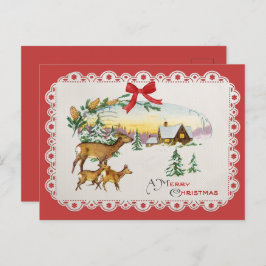 Weihnachtskabine & Deer Feiertagspostkarte