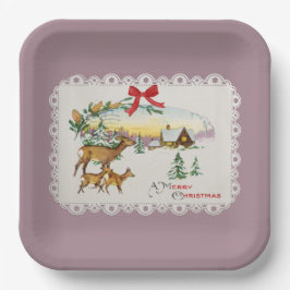 Weihnachtskabine & Deer Pappteller