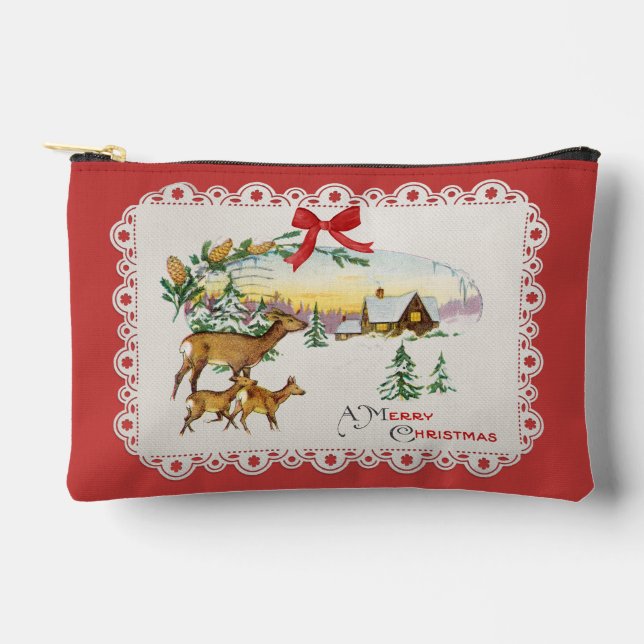 Weihnachtskabine & Deer Zubehörtasche (Vorderseite)