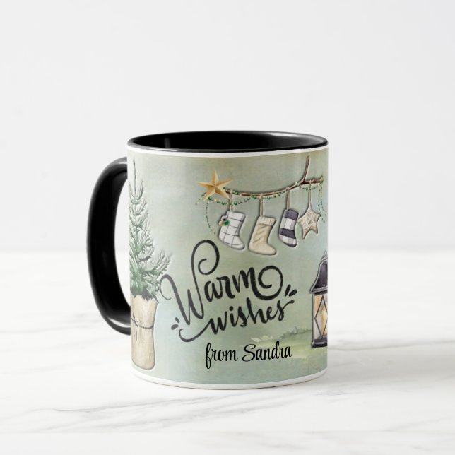 Weihnachtskabine Kaffee Gnome Girl Tasse (Vorderseite Links)