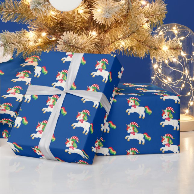 Weihnachtskacheln Einhorn Wrapping Paper Geschenkpapier (Feiertage)