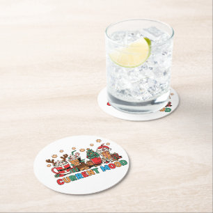 Weihnachtskaffee Cups mit spielerischen Designs Runder Pappuntersetzer