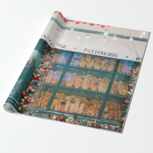 Weihnachtskaffee-Fassade mit Weihnachts-Deko Geschenkpapier
