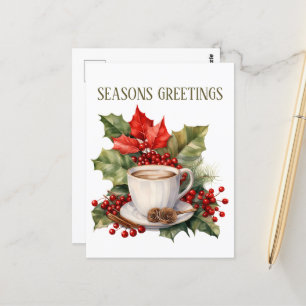 Weihnachtskaffee hinzufügen postkarte