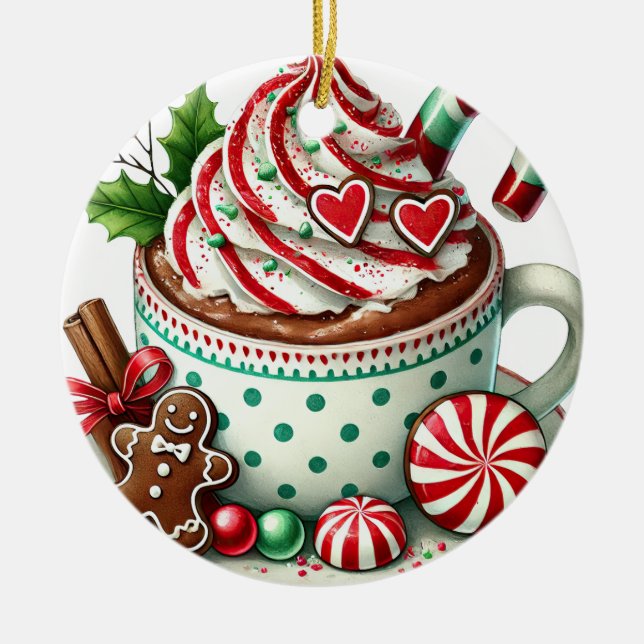 Weihnachtskaffee Keramik Ornament (Vorne)