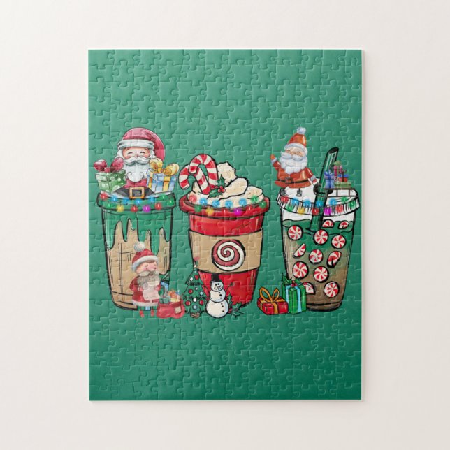 Weihnachtskaffee Latte Cosy Winter Weihnachtsmante Puzzle (Vertikal)