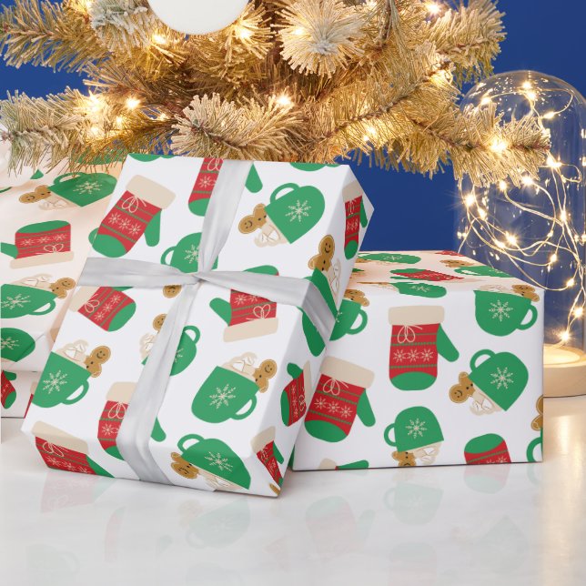 Weihnachtskaffee Latte & Lebkuchen Festlicher Hand Geschenkpapier (Feiertage)