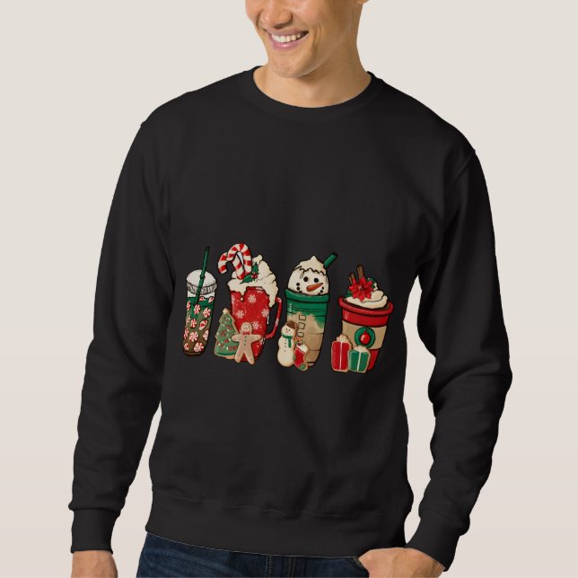 Weihnachtskaffee Lover Niedlich Snowman Latte Xm Sweatshirt (Vorderseite)
