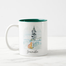 Weihnachtskaffee Mugs Wasserfarbenfox Zweifarbige Tasse