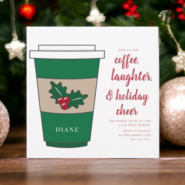 Weihnachtskaffee Personalisiert Holiday Party Holl Einladung (Von Creator hochgeladen)