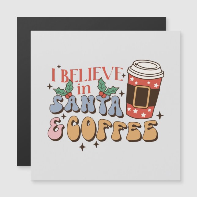 Weihnachtskaffee | Santa und Kaffee Magnetkarte (Vorne/Hinten)