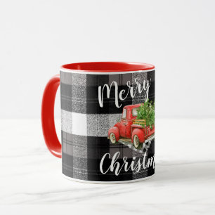 Weihnachtskaffee Tasse Red XMAS Truck Kariert