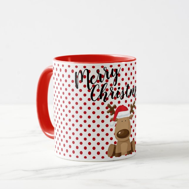 Weihnachtskaffee Tasse Reindeer Polka Dot Punkt P (Vorderseite Links)