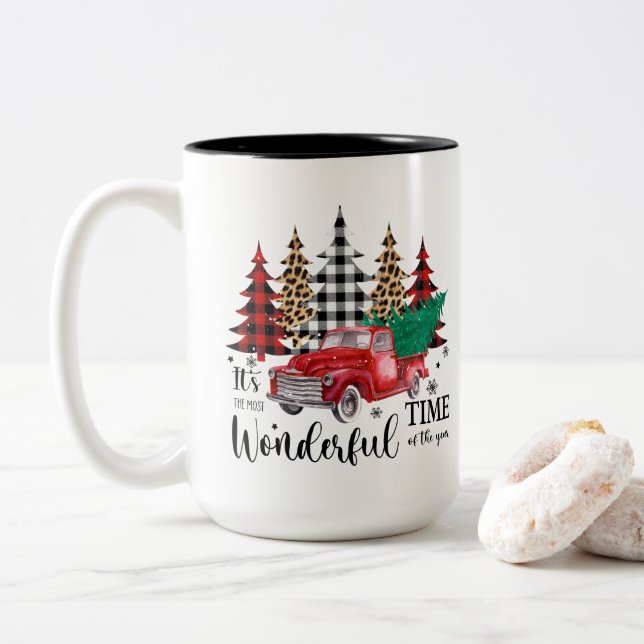 Weihnachtskaffee-Tasse | Zweifarbige Tasse (Mit Donut)