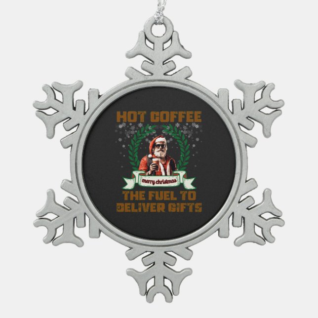 Weihnachtskaffee Weihnachten Ro Schneeflocken Zinn-Ornament (Vorderseite)