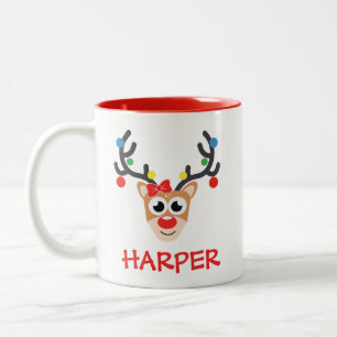 Weihnachtskaffeetasse   Süße Rentiere Zweifarbige Tasse