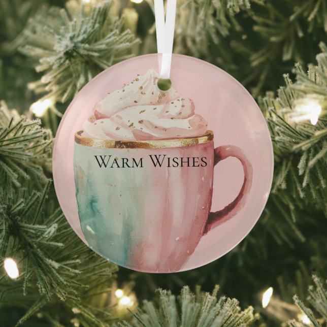 Weihnachtskakao Gold Rosa Minze Warme Wünsche Ornament Aus Glas (InSitu)