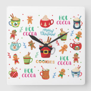Weihnachtskakao, Ingwer Cookies Quadratische Wanduhr
