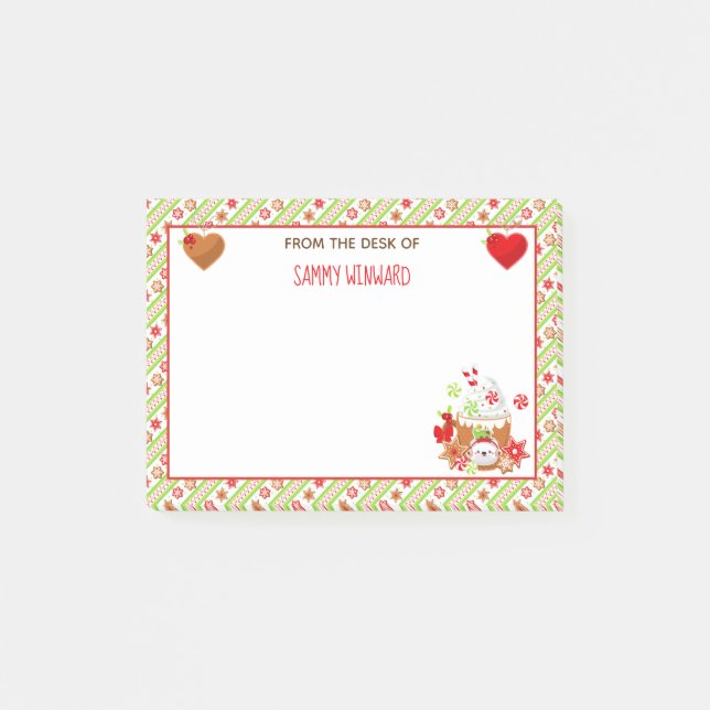 Weihnachtskakao und Cookies Grüne Post-it Klebezettel (Vorderseite)