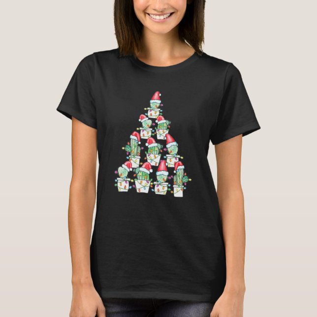 Weihnachtskakteen Xmas Tree Lights Succulent Cactu T-Shirt (Vorderseite)