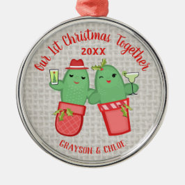 Weihnachtskaktus Couple Erster Urlaub Sukkulent Ornament Aus Metall