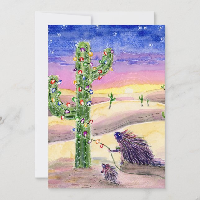 Weihnachtskaktus Feiertagskarte (Vorderseite)