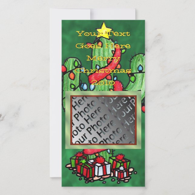 Weihnachtskaktus Fotokarte Feiertagskarte (Vorderseite)