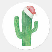 Weihnachtskaktus in Aquarellfarbe. Santa Claus cac