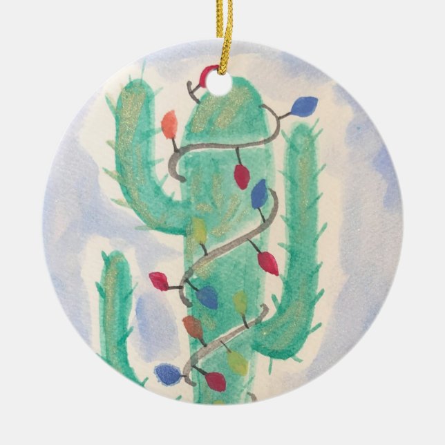 Weihnachtskaktus Keramik Ornament (Vorne)