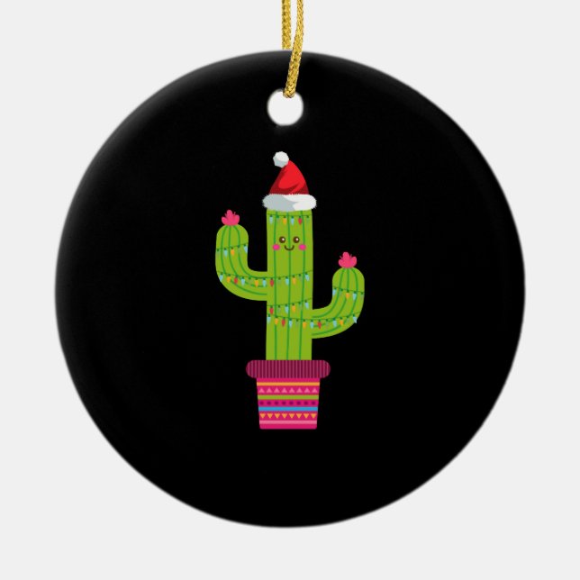 Weihnachtskaktus Keramik Ornament (Vorne)