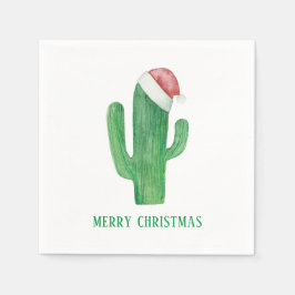 Weihnachtskaktus. Neujahr. Grüne und rote Kakteen Serviette